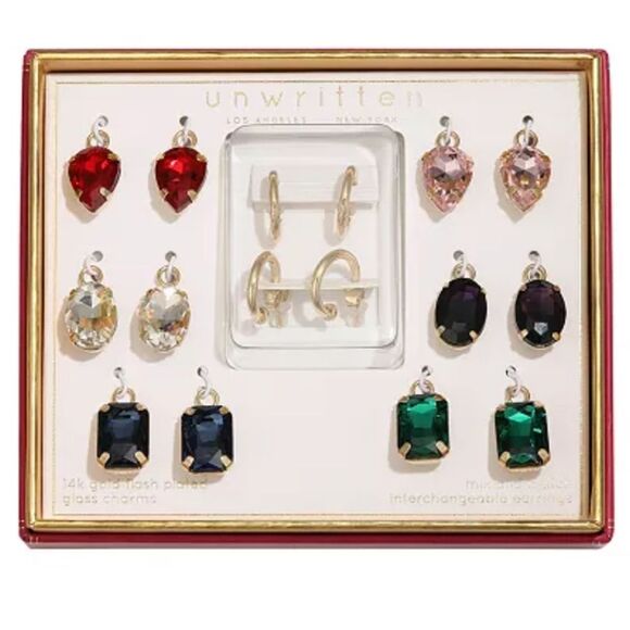 Unwritten Multicolor Interchangeable Glass Earrings Set - Picture 1 of 7